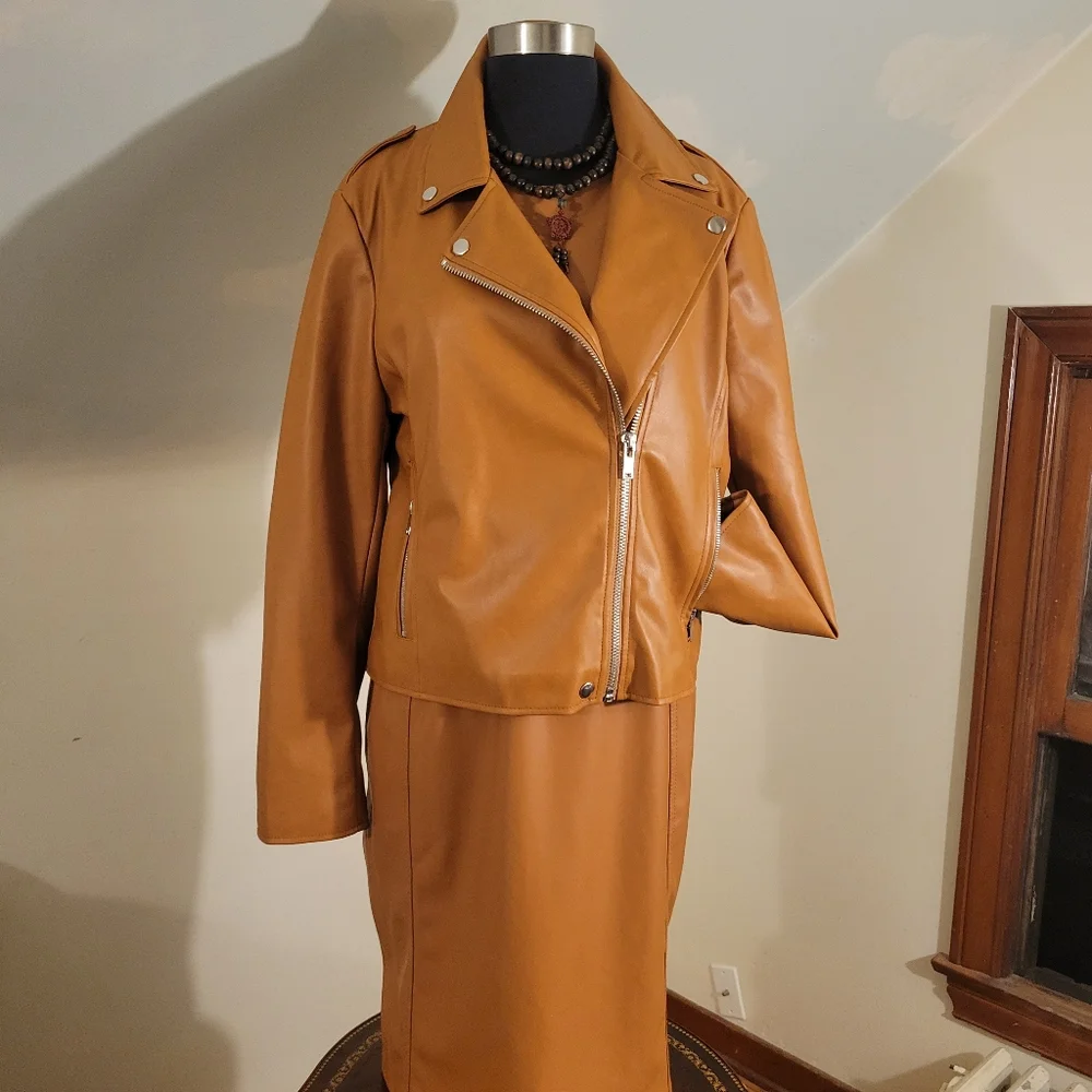 Calvin Klein Faux Leather Dress Size 8 - Picture 10 of 12